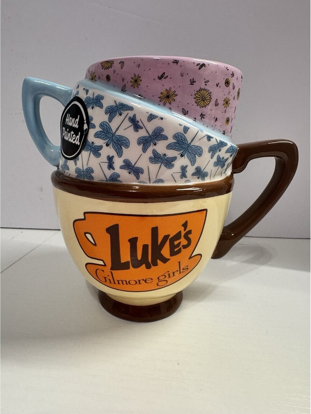 Gilmore Girls’ Luke’s Coffee Shop Stack of Hand Painted Cups 20oz Coffee Mug NWT